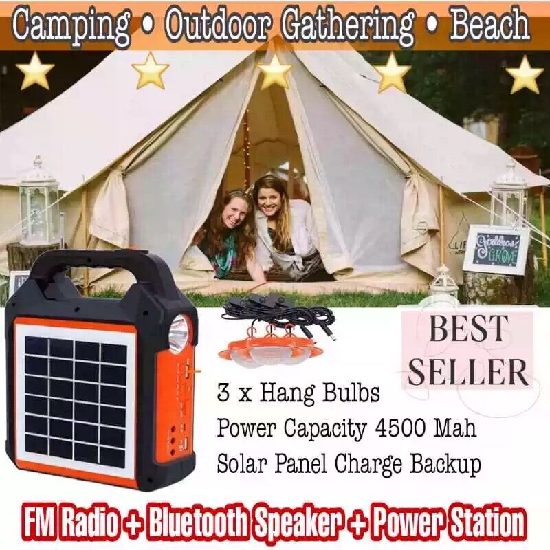 Solar Power Station with FM Radio/Bluetooth Speaker/Camping/Picnic/Outdoor Gathering/Drive Travel/Ready Stock