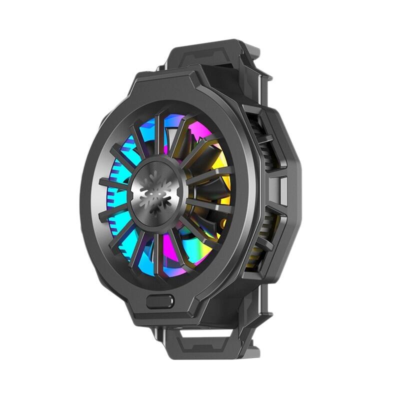 Gaming Cell Phone Cooler Semiconductor Cooling with Cool RGB Radiator Fan for iPhone/Android Phones,Basic Black