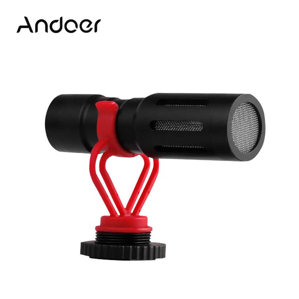 Universal Cardioid Directional Video Condenser Microphone Mini Mic 3.5mm Plug with Anti-Shock Mount for Can-on Ni-kon So-ny DSLR ILDC Cameras Camcorders Smartphones