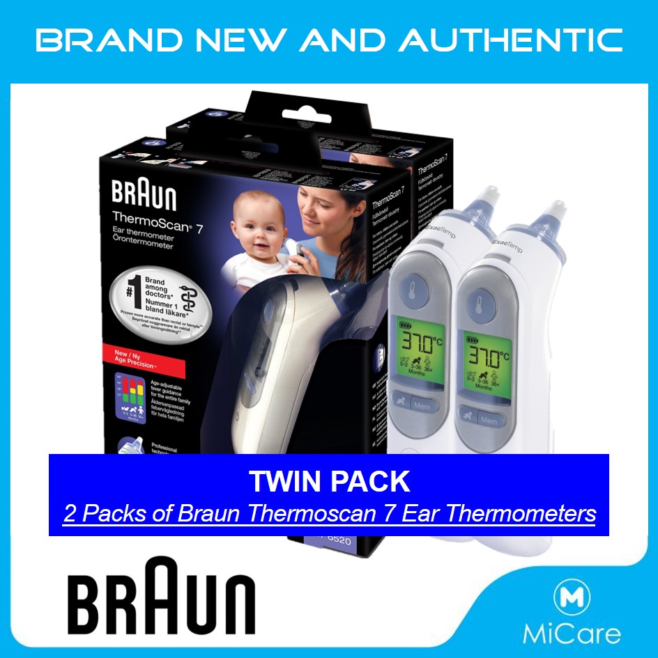 [Free Same Day Delivery] TWIN PACK 2 Pieces of BRAUN Thermoscan 7 Ear Thermometer IRT6520