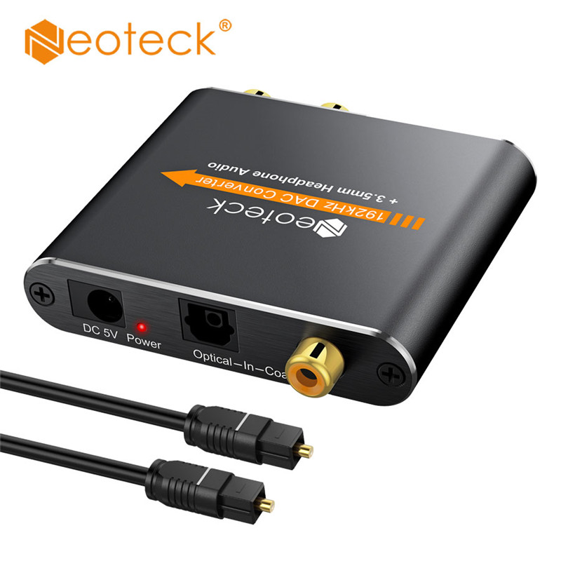 Neoteck 192kHz Digital to Analog Analogue Audio Converter Coax Coaxial Optical Toslink RCA R/L